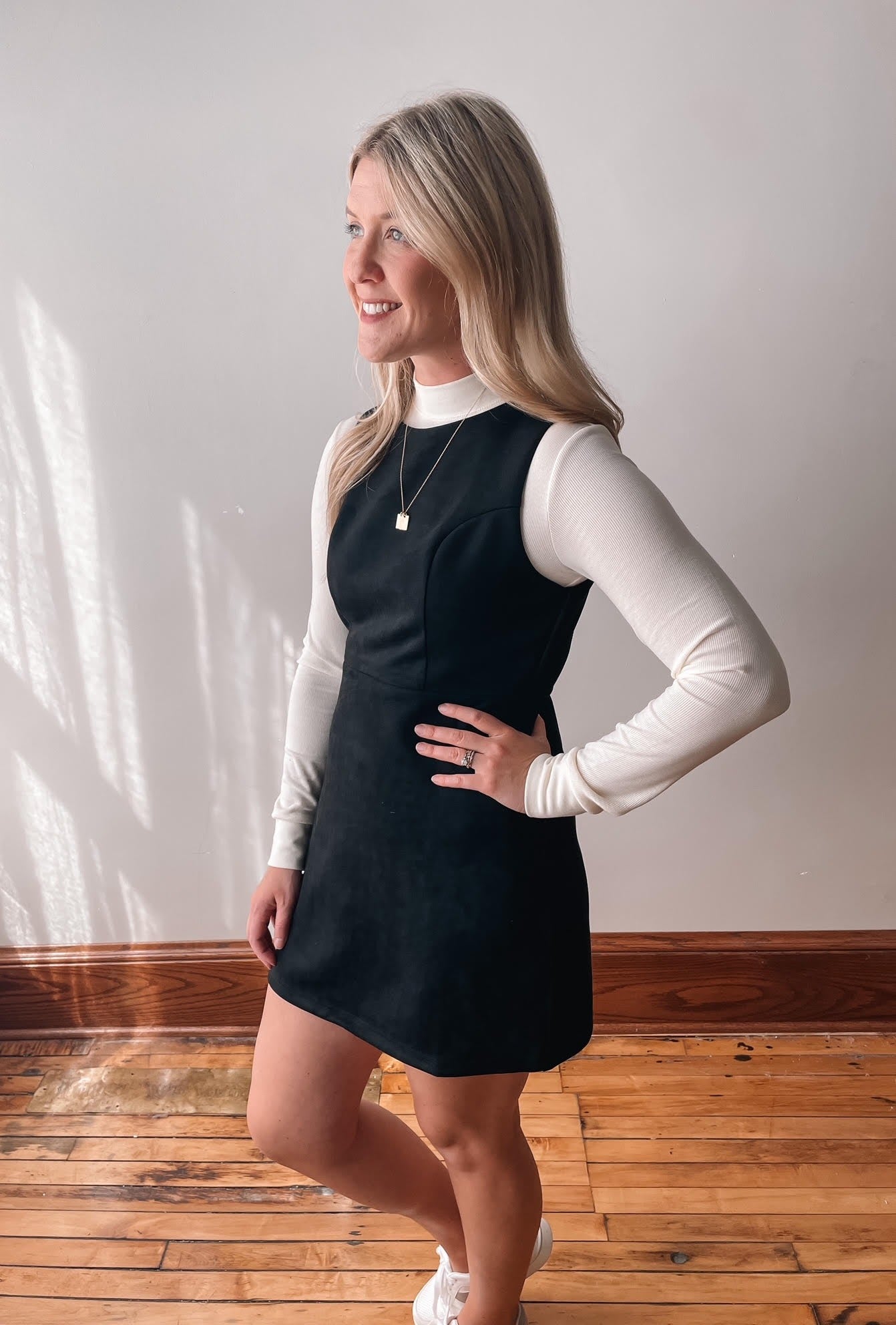 Tuscany Faux Suede Black Mini Dress