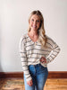 V Neck Striped Long Sleeve Top