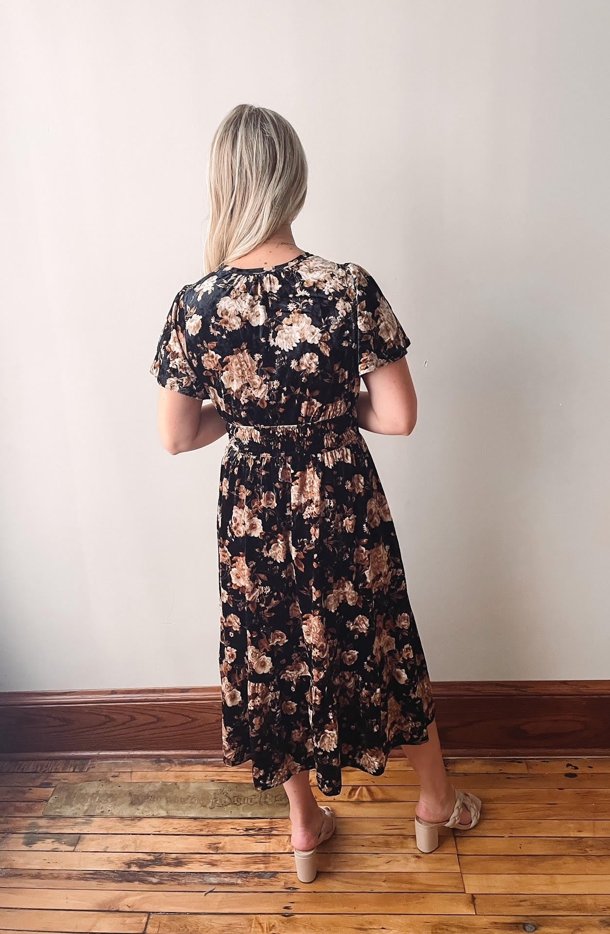 Floral Velvet Midi Dress