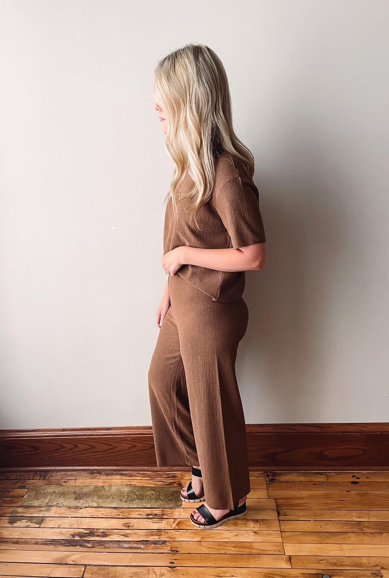 Walnut Textured Culotte Pant