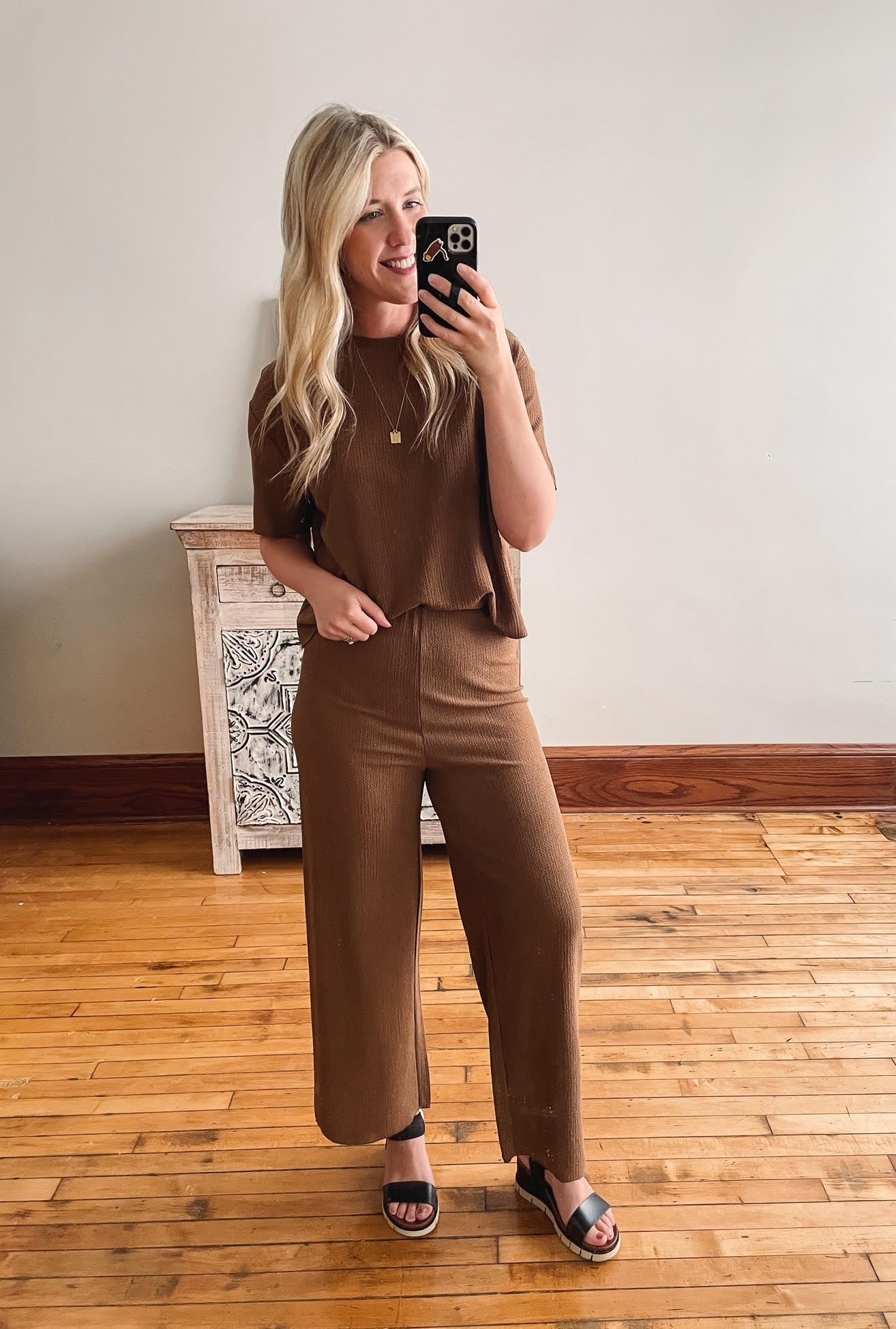 Walnut Textured Culotte Pant