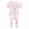 Floral-patterned baby onesie on a white background