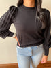 Andrea Black Balloon Sleeve Sweater