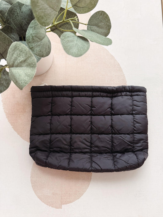 Black Quilted Makeup Bag