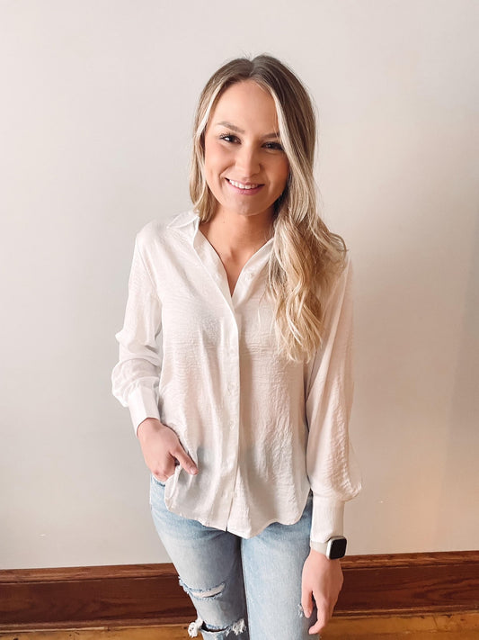 Silky White Button Up