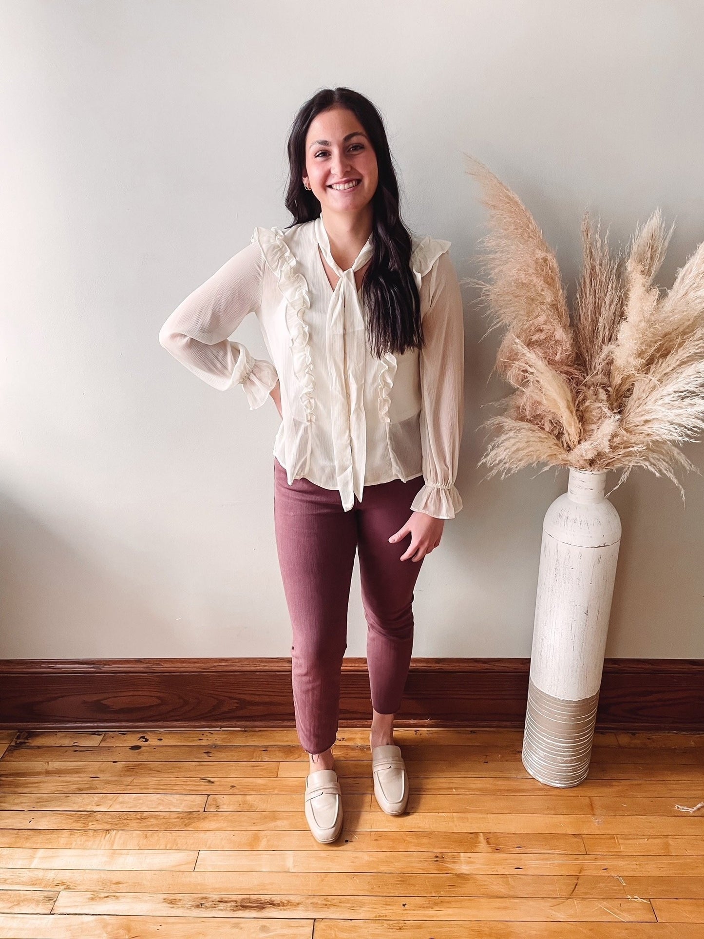 Charlotte Cream Ruffle Blouse