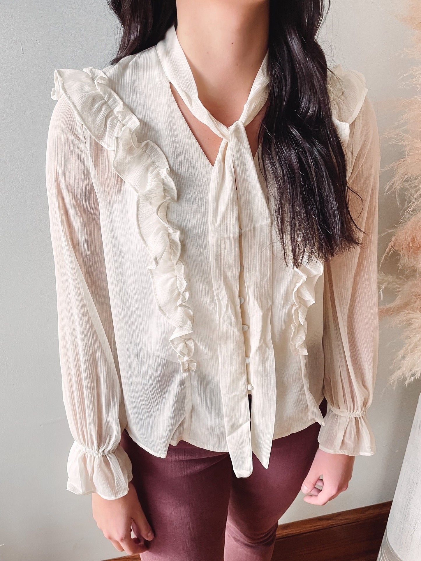 Charlotte Cream Ruffle Blouse