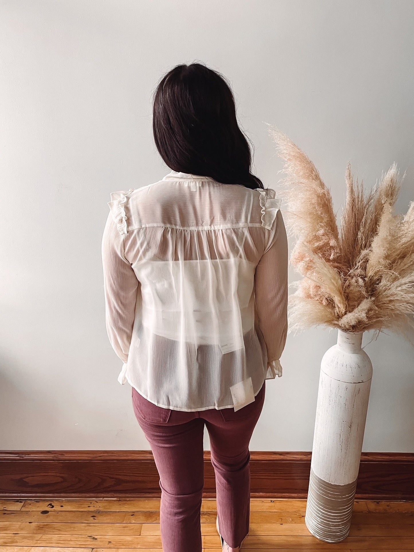 Charlotte Cream Ruffle Blouse