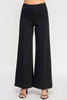 Black wide-leg pants on a white background