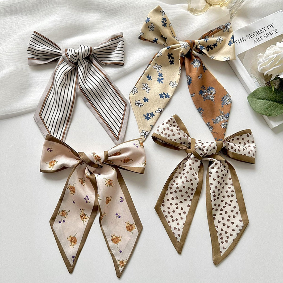 Printed Headband Scarf - Champagne Lines