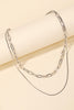 Double Chain Layered Necklace- Silver
