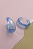 Blue Iridescent Wide Round Hoop Earrings