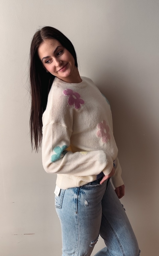 Ivory Flower Sweater