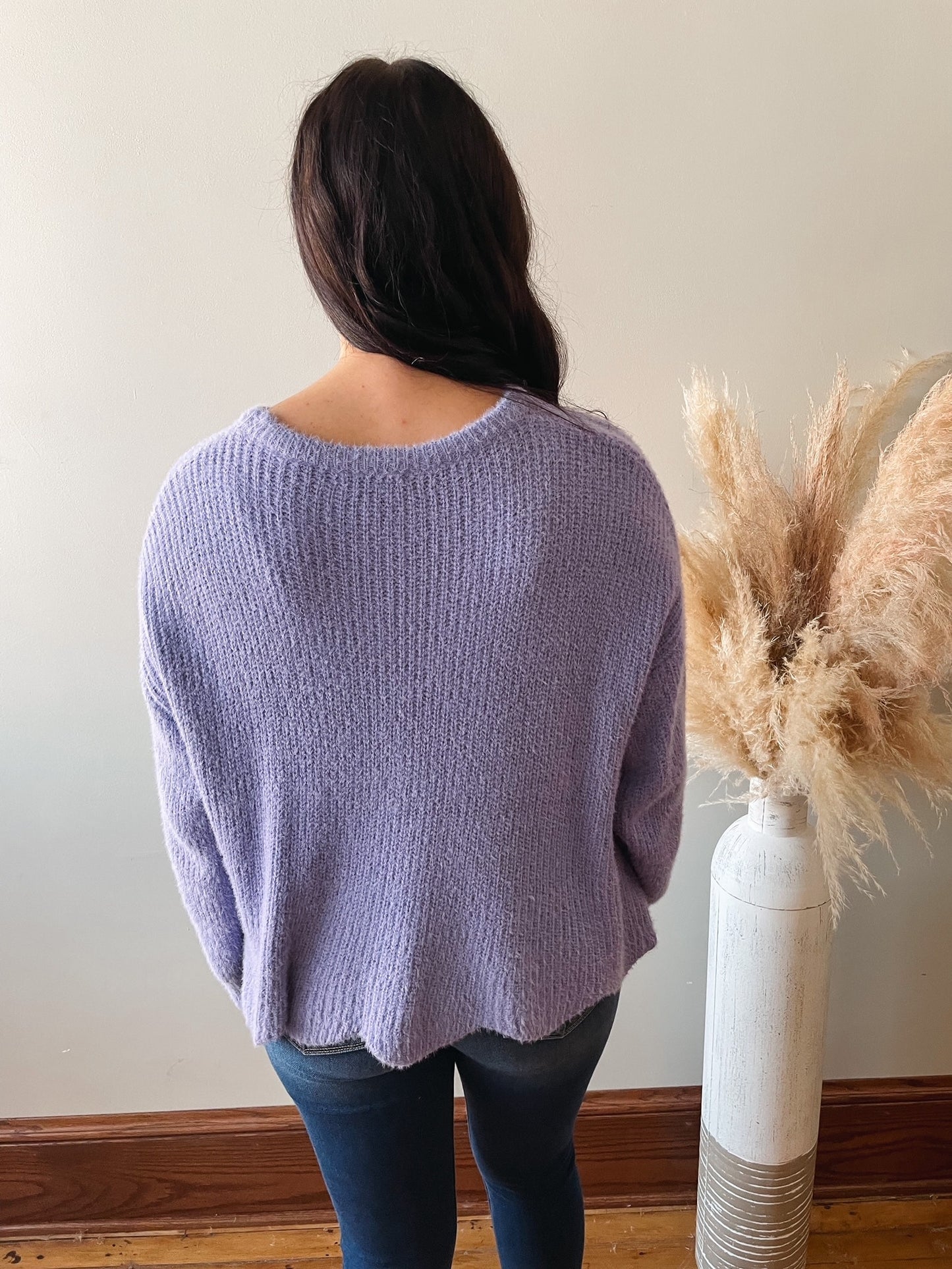 Gia Lavender Scallop Sweater
