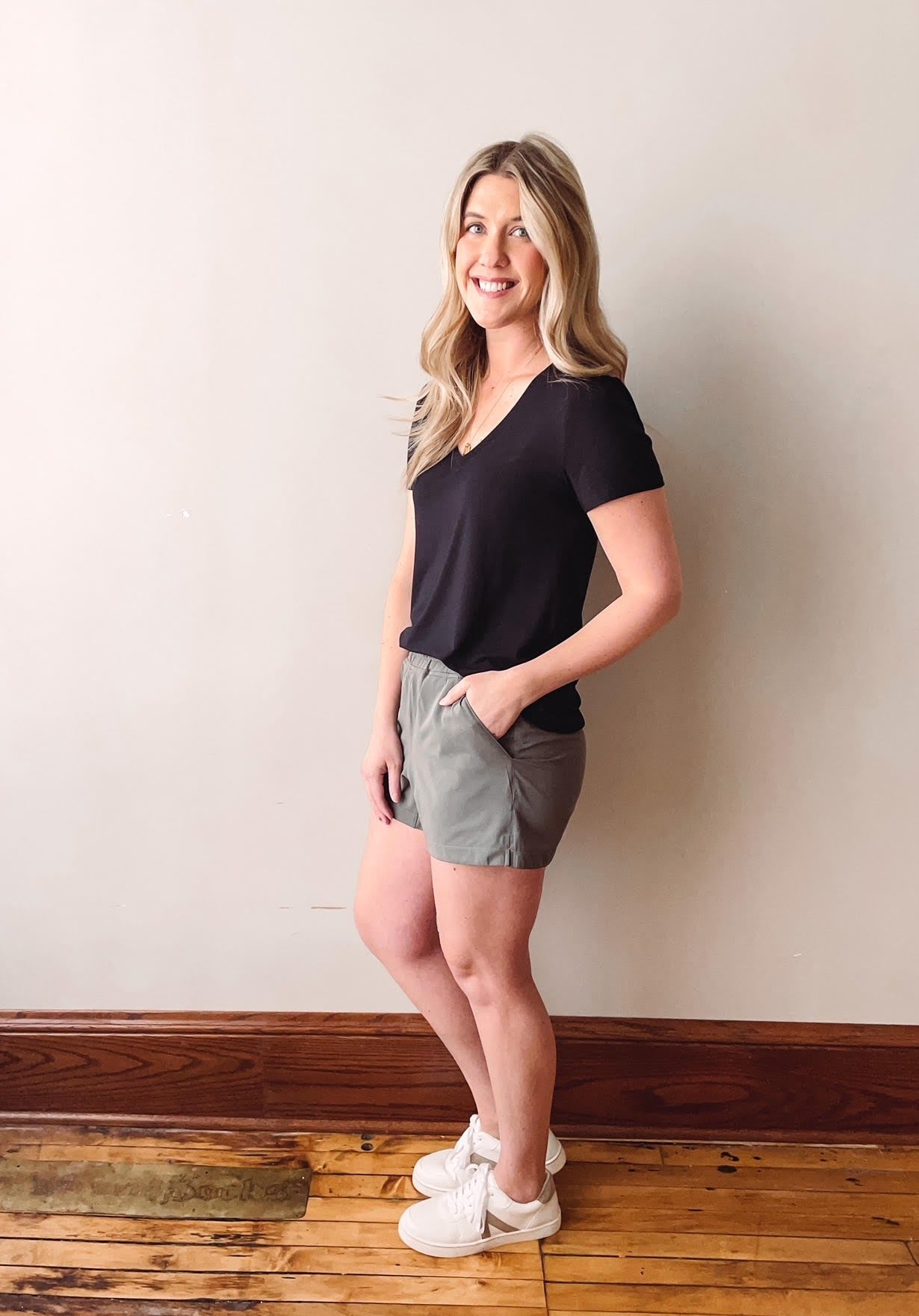 Katie Olive Green Athletic Shorts