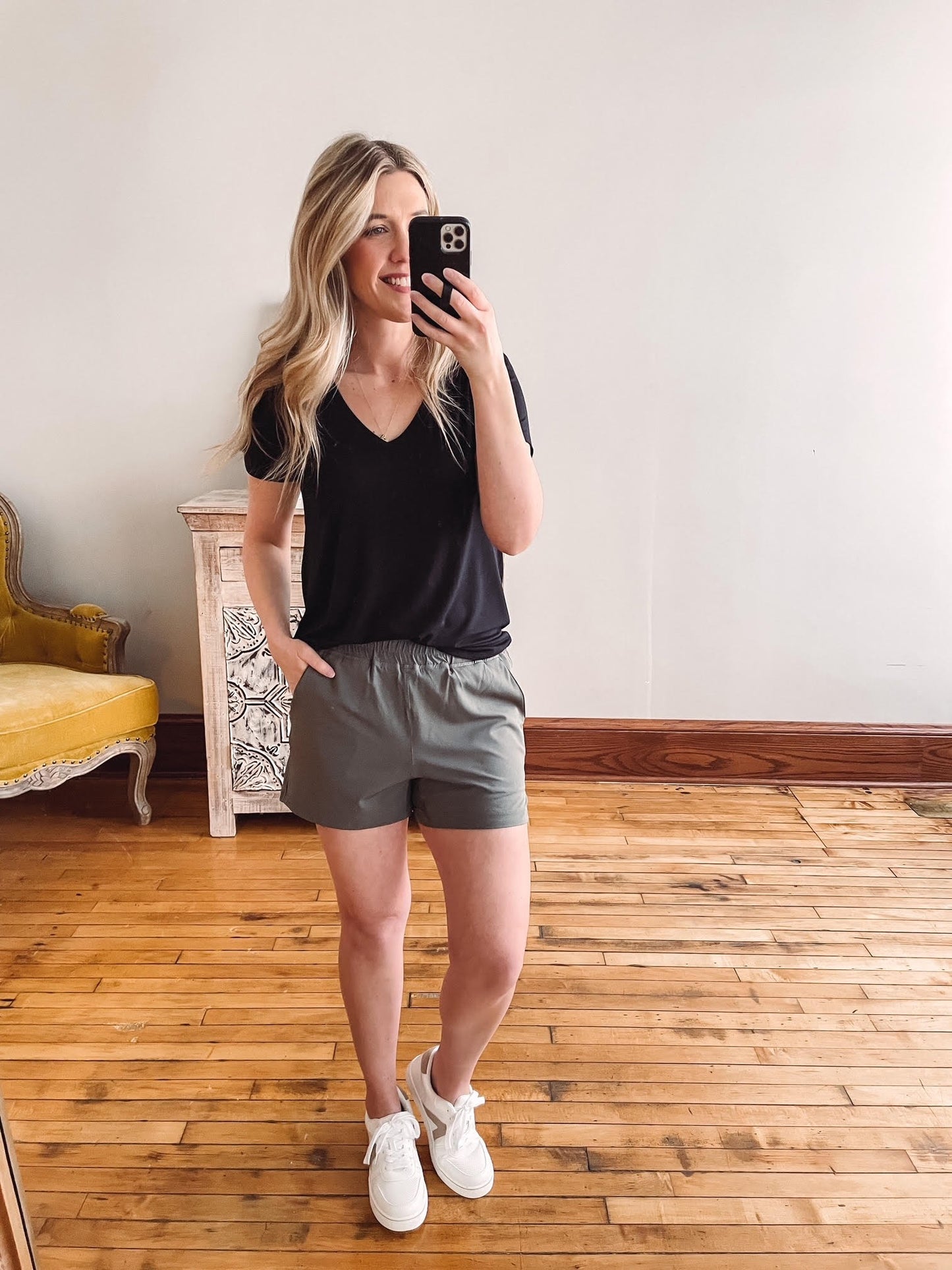 Katie Olive Green Athletic Shorts