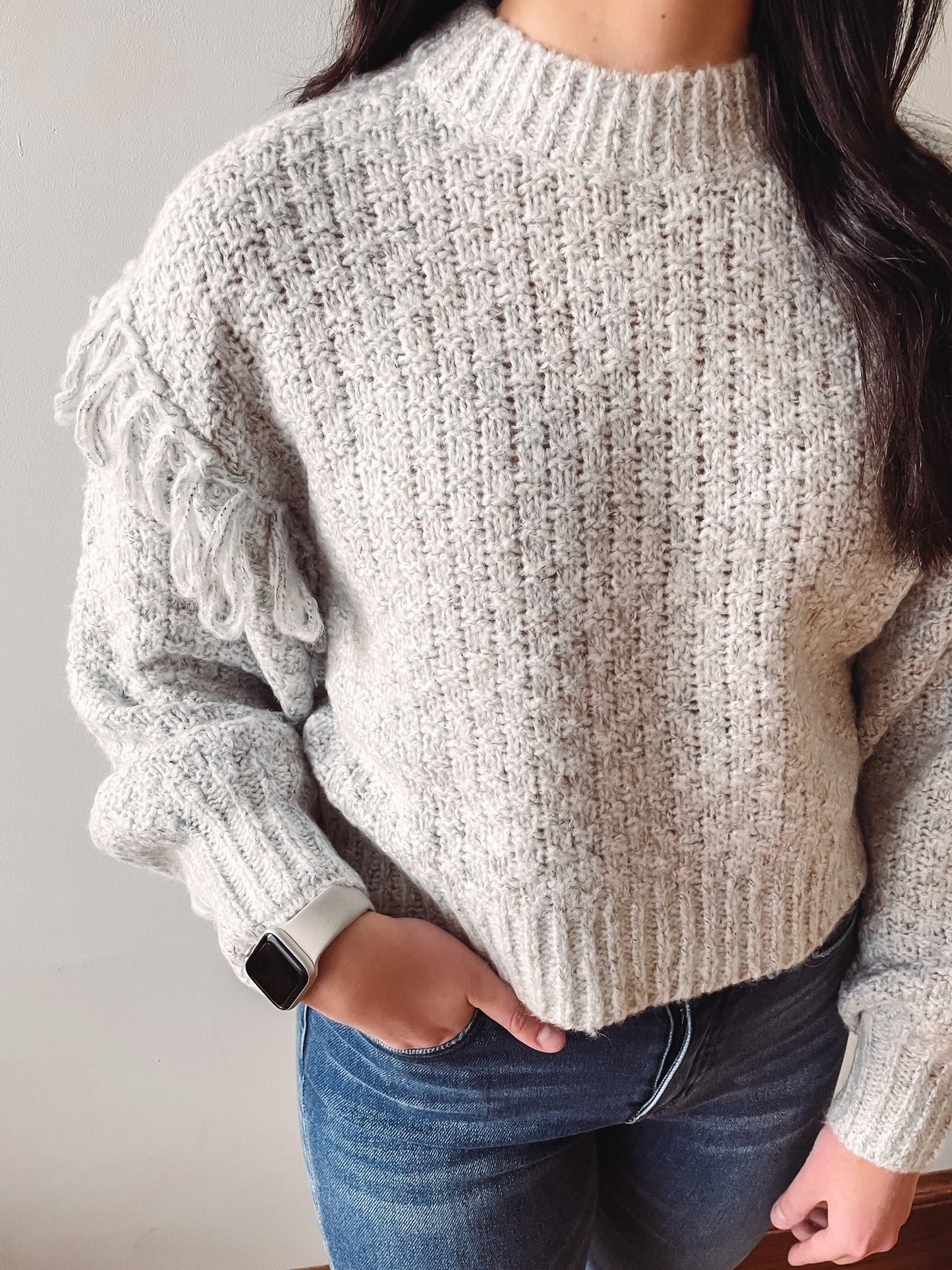 Heather Grey Fringe Sweater