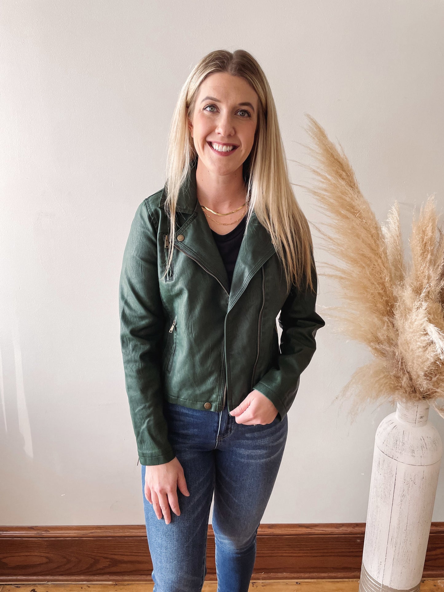 Abigail Hunter Green Leather Jacket