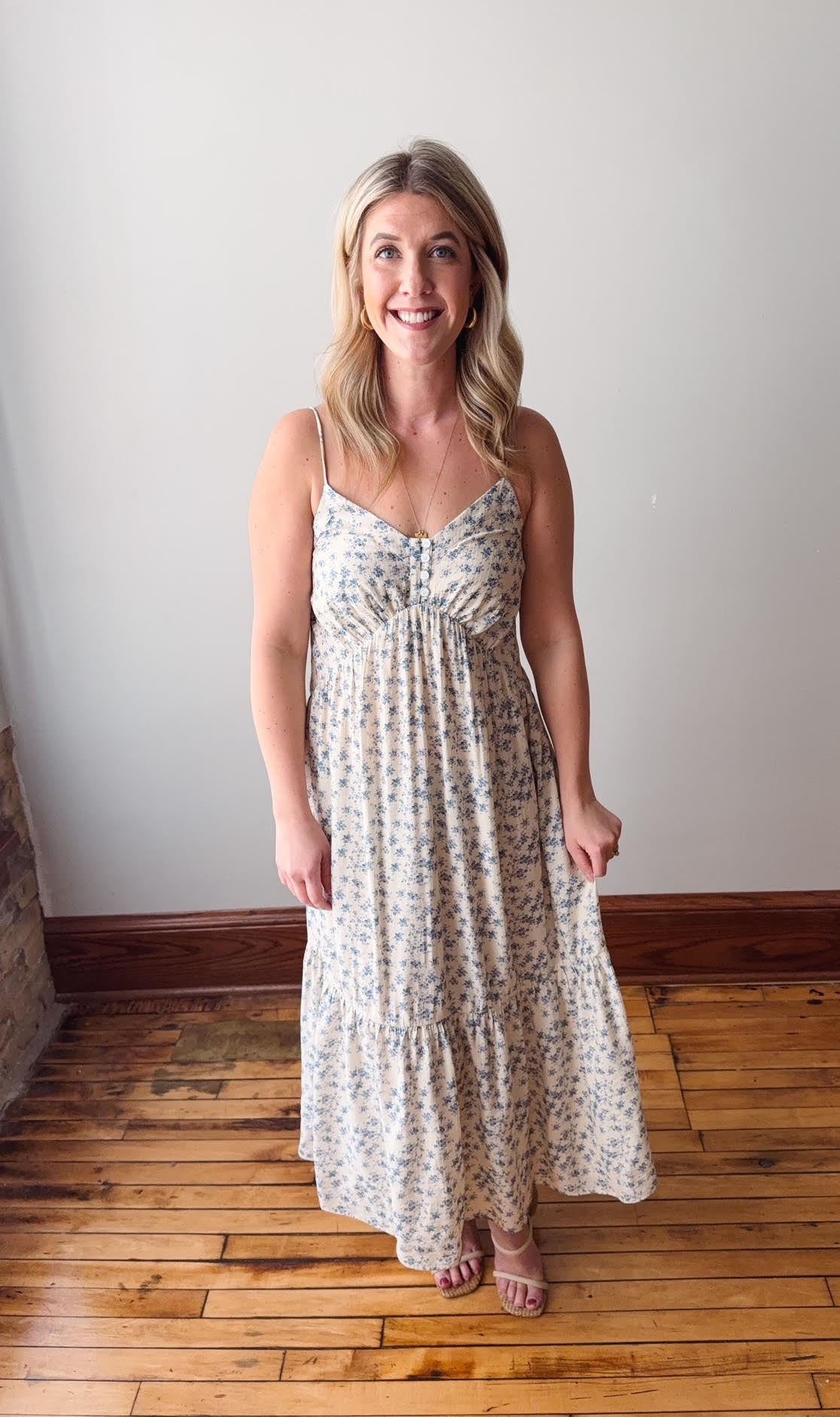 Tiana Blue Floral Dress Small