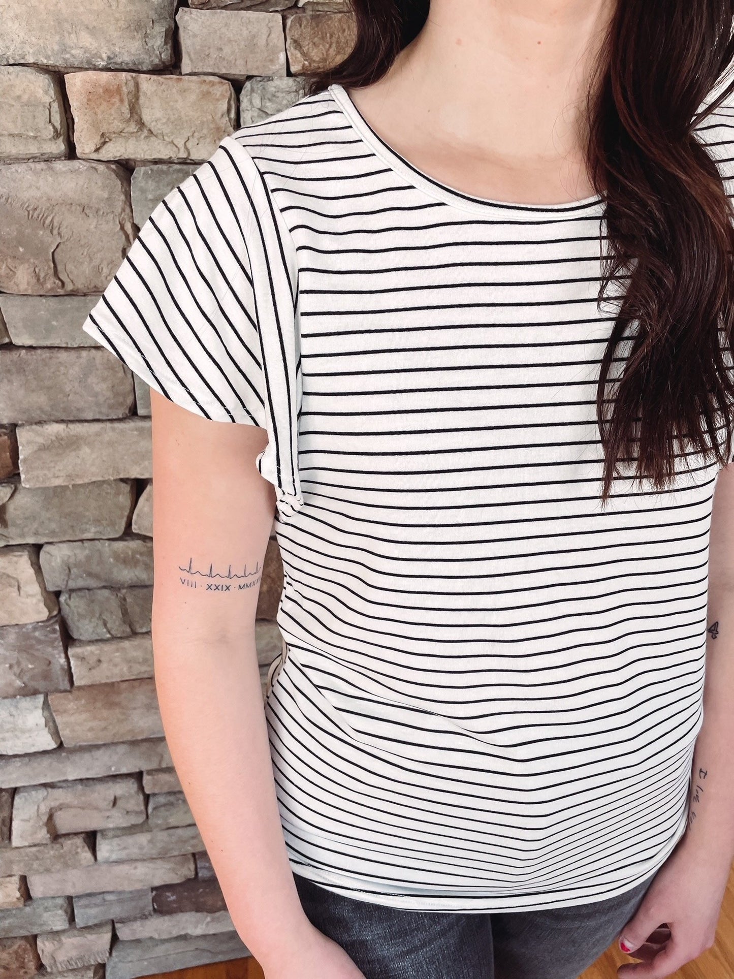 Black/White Striped Short Sleeve