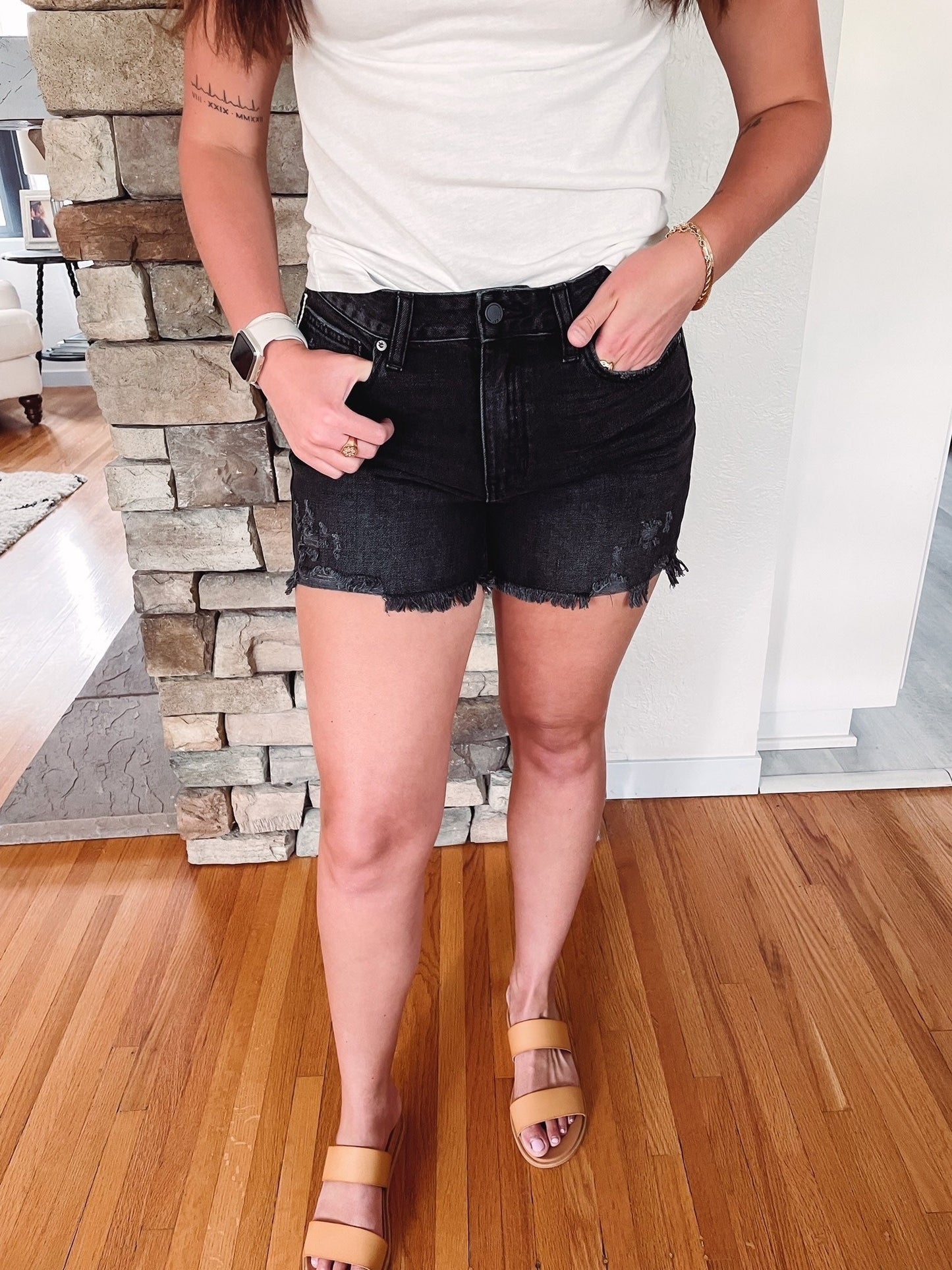 Bree (4" Inseam) Washed Black Shorts