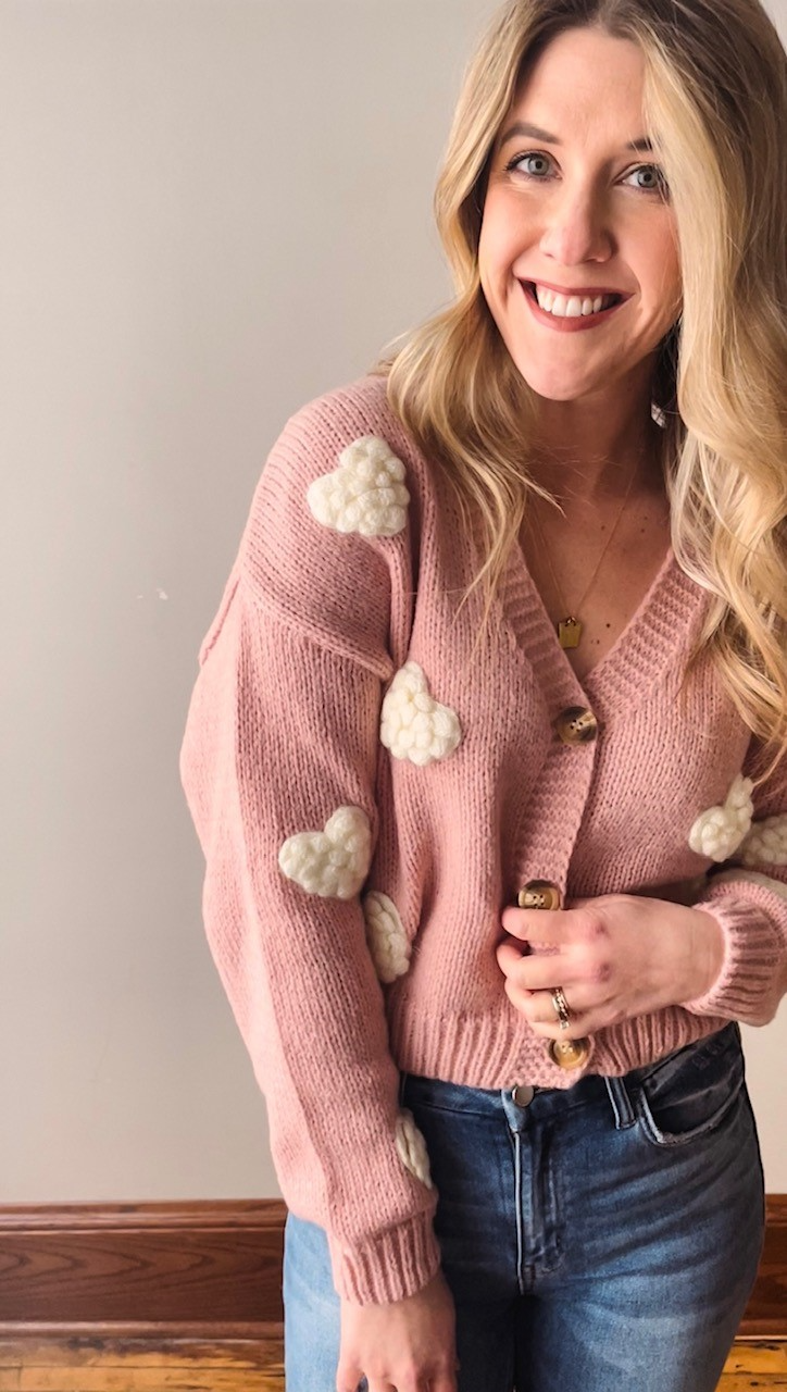 Loverly Pink Heart Cardigan