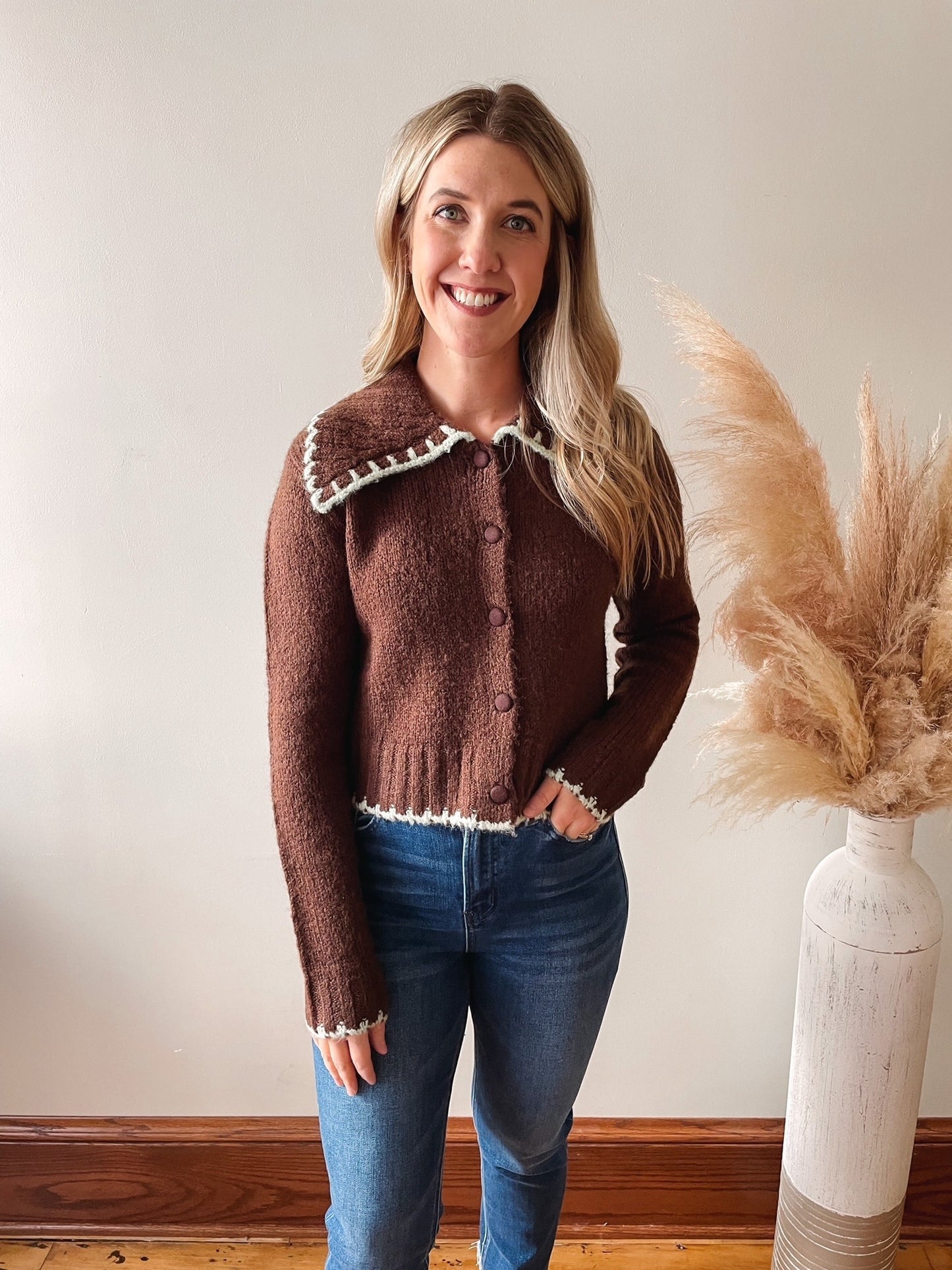 Lola Chestnut Button Sweater