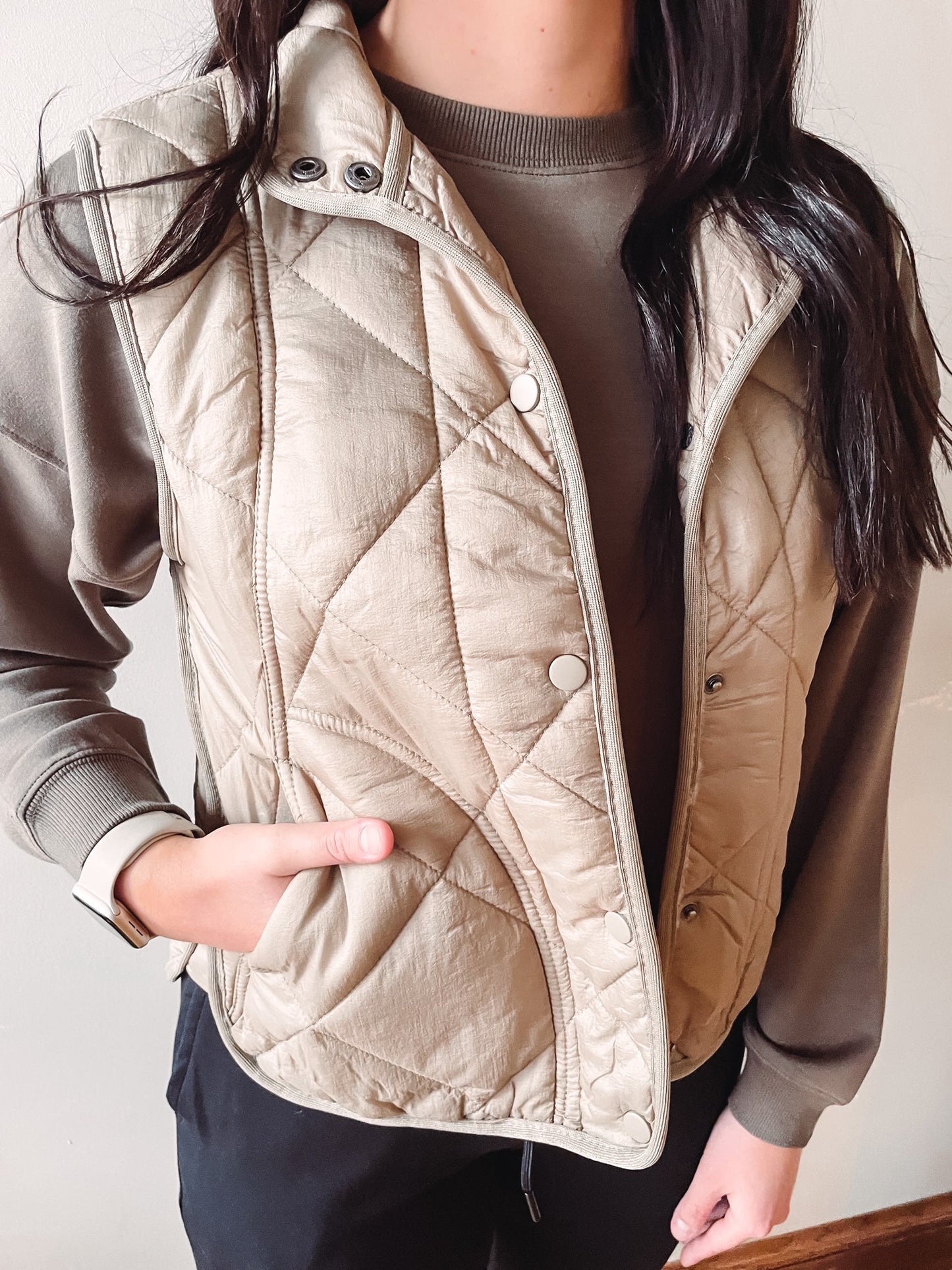 Gabby Taupe Quilted Vest