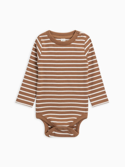 Sammy Ribbed Bodysuit - Carmel Stripe