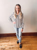 Navy Pin Stripe Button Up