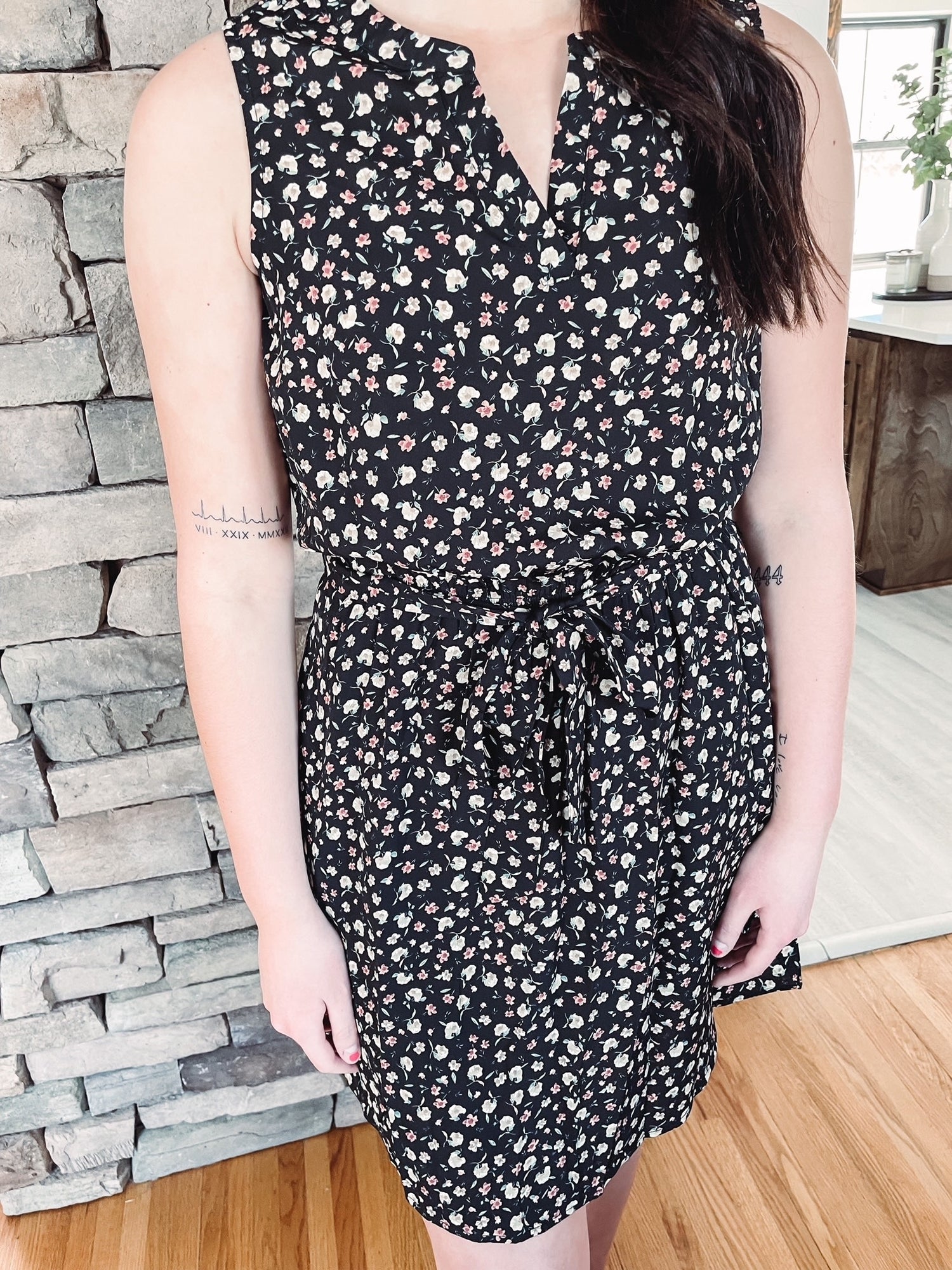 Black Floral Tank Dress