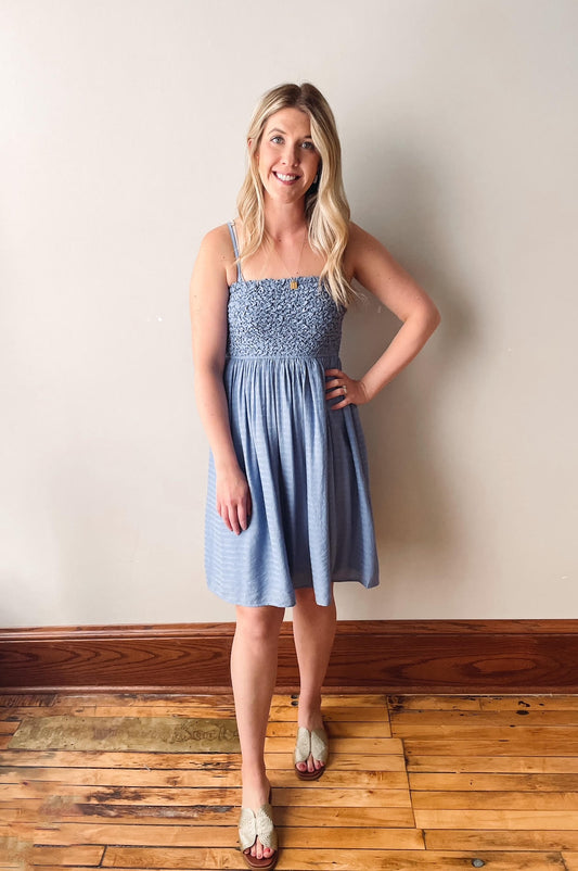 Periwinkle Smocked Sun Dress