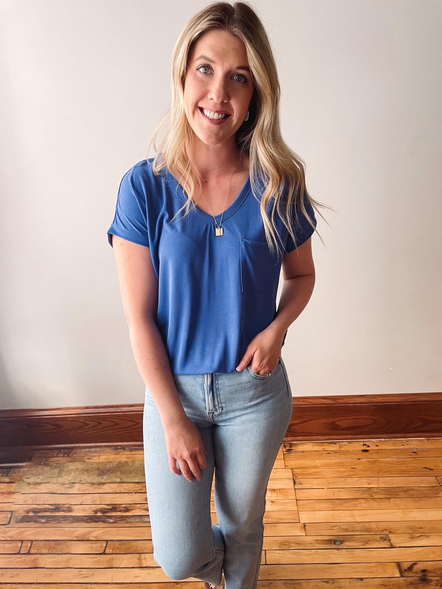 Emily Royal Blue Pocket Tee