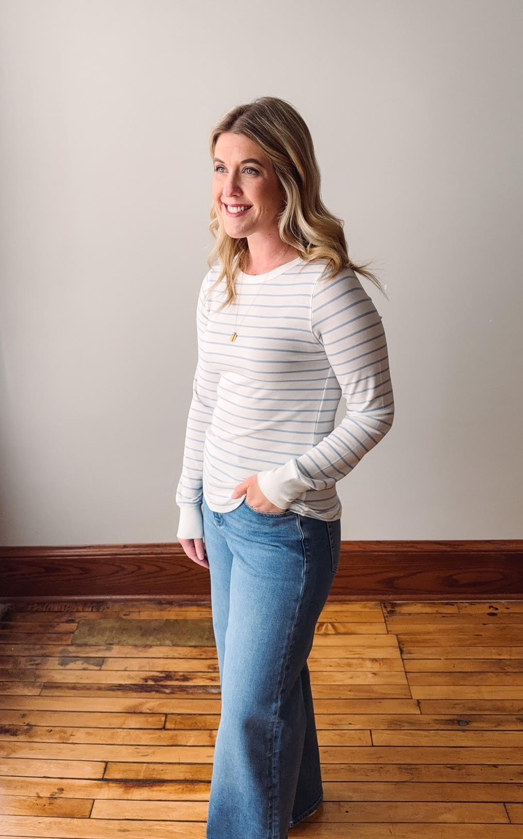Jessica Ivory Powder Blue Long Sleeve
