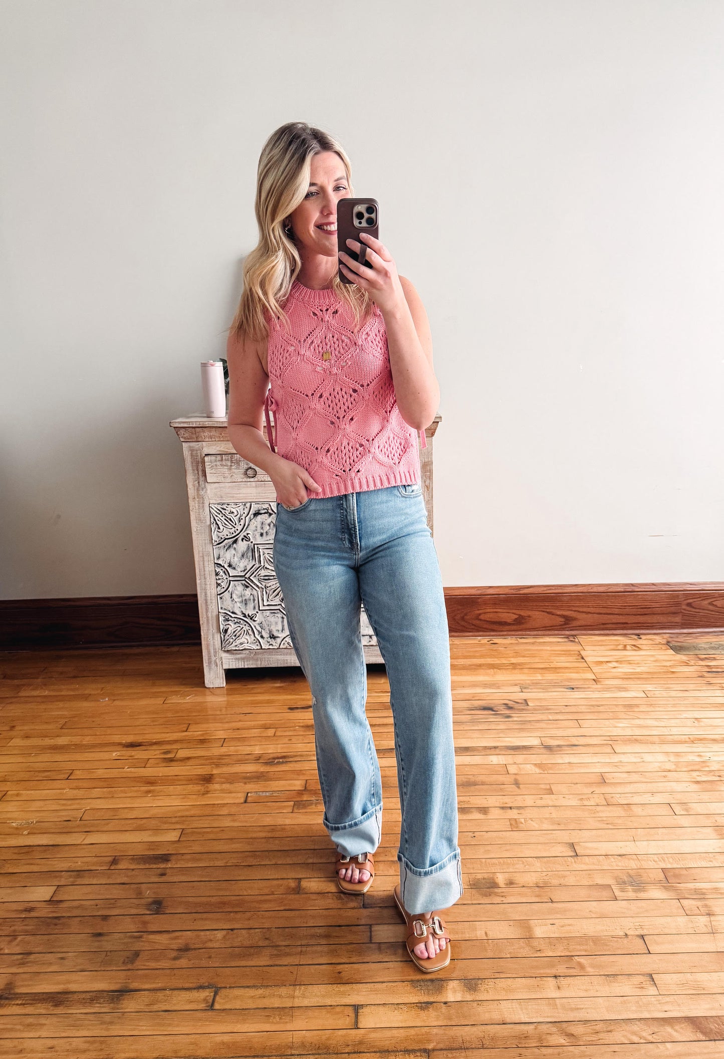 Lydia Watermelon Pink Crochet Tank