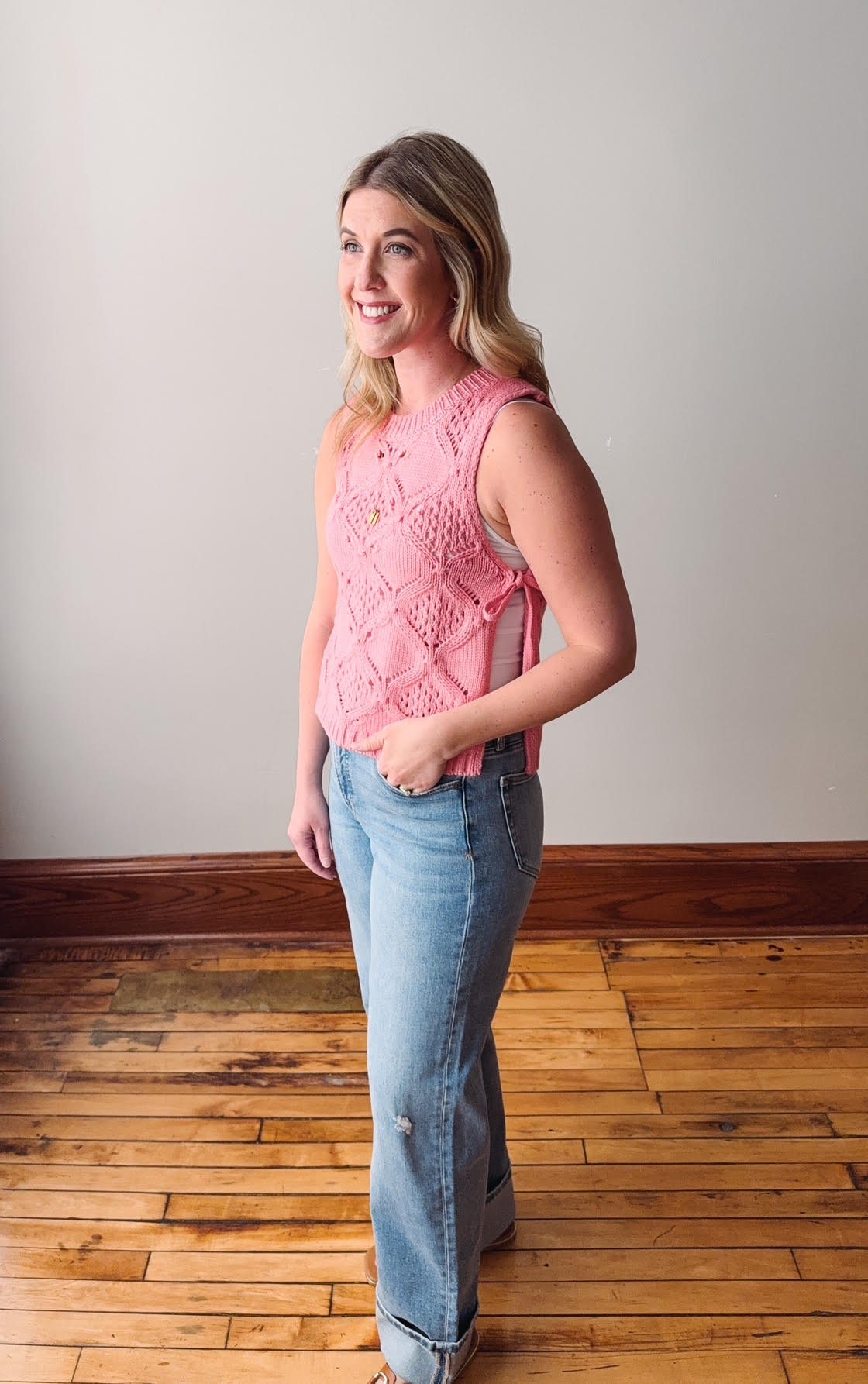 Lydia Watermelon Pink Crochet Tank
