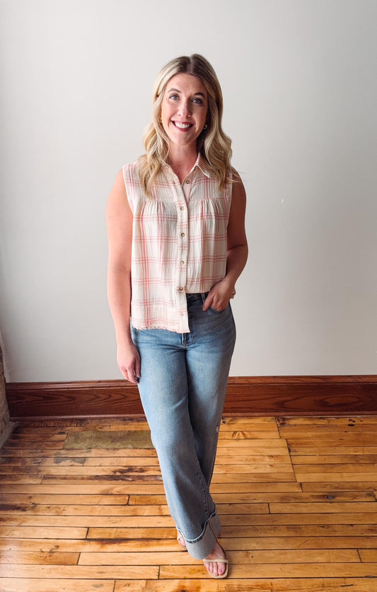 Reese Red Plaid Top