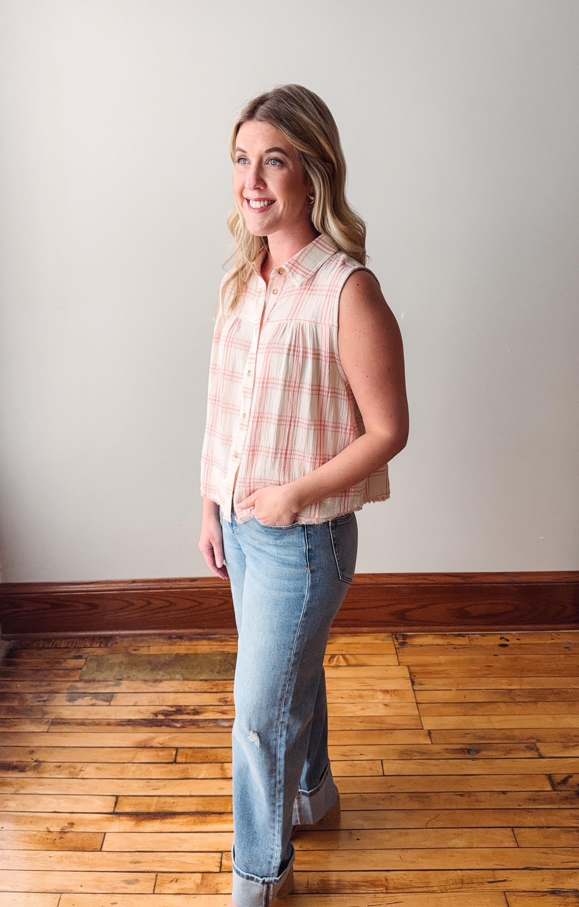 Reese Red Plaid Top