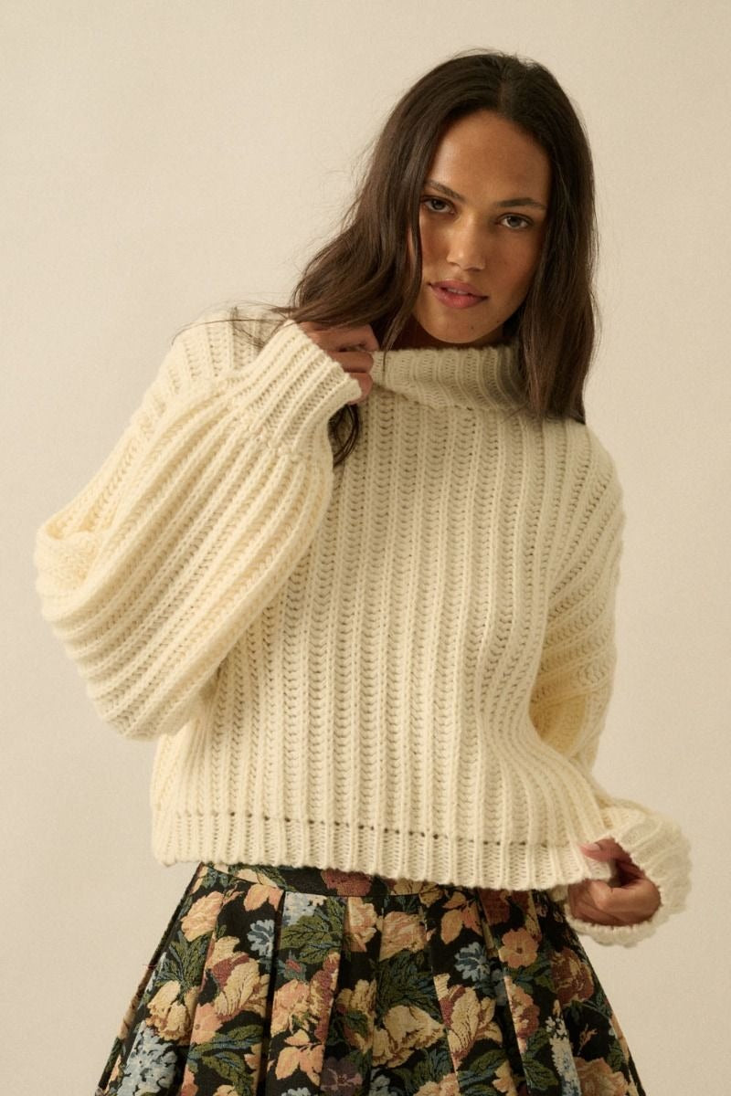 Arden Cream Cropped Knit Sweater