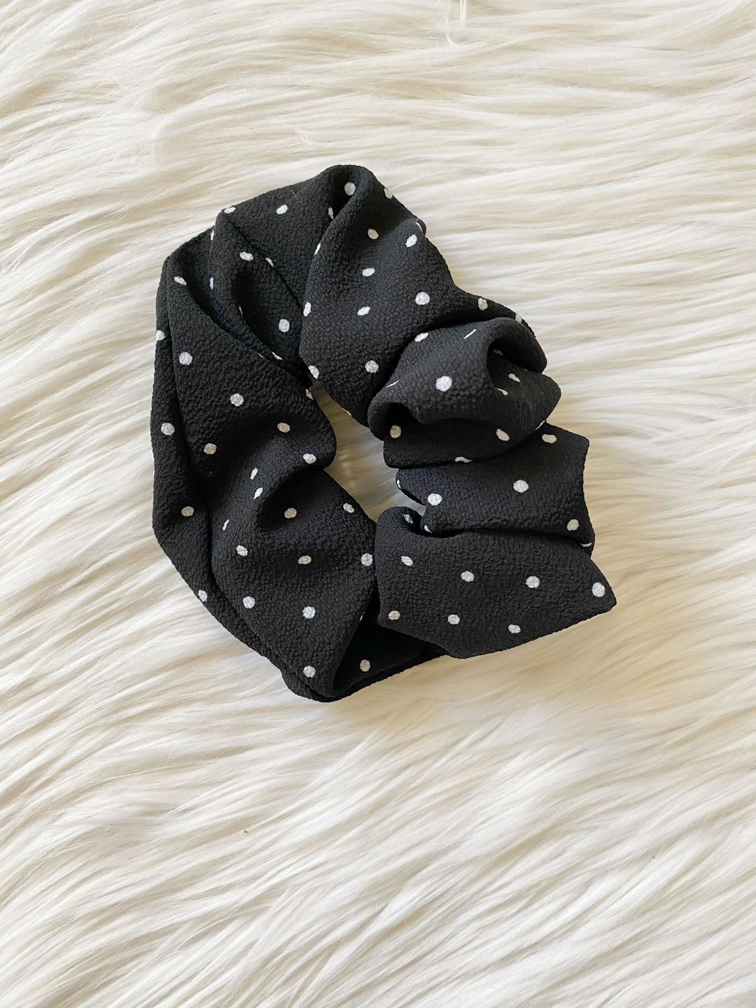 Black Polka Dot Scrunchie