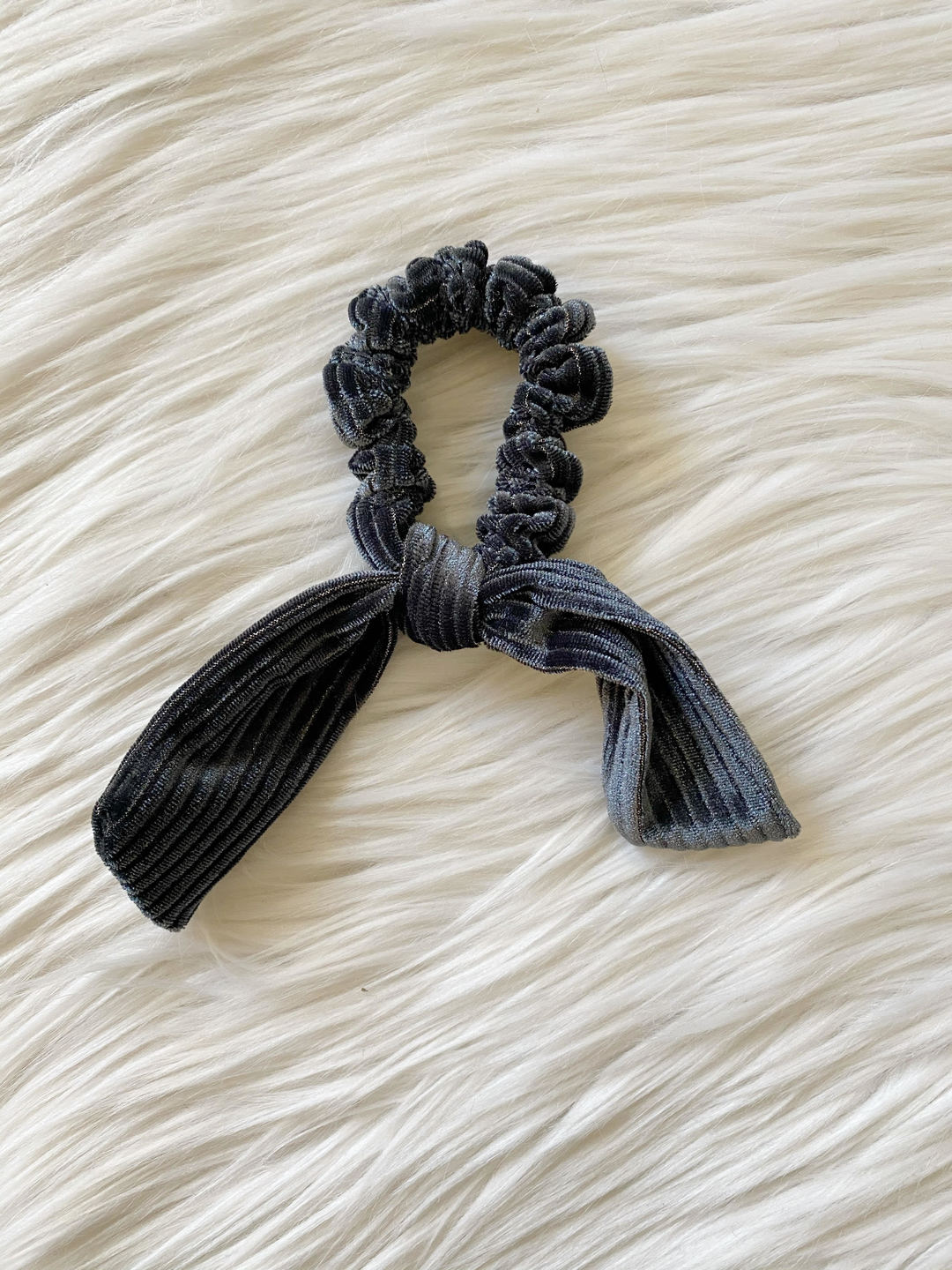 Charcoal Shimmer Velvet Tie Scrunchie