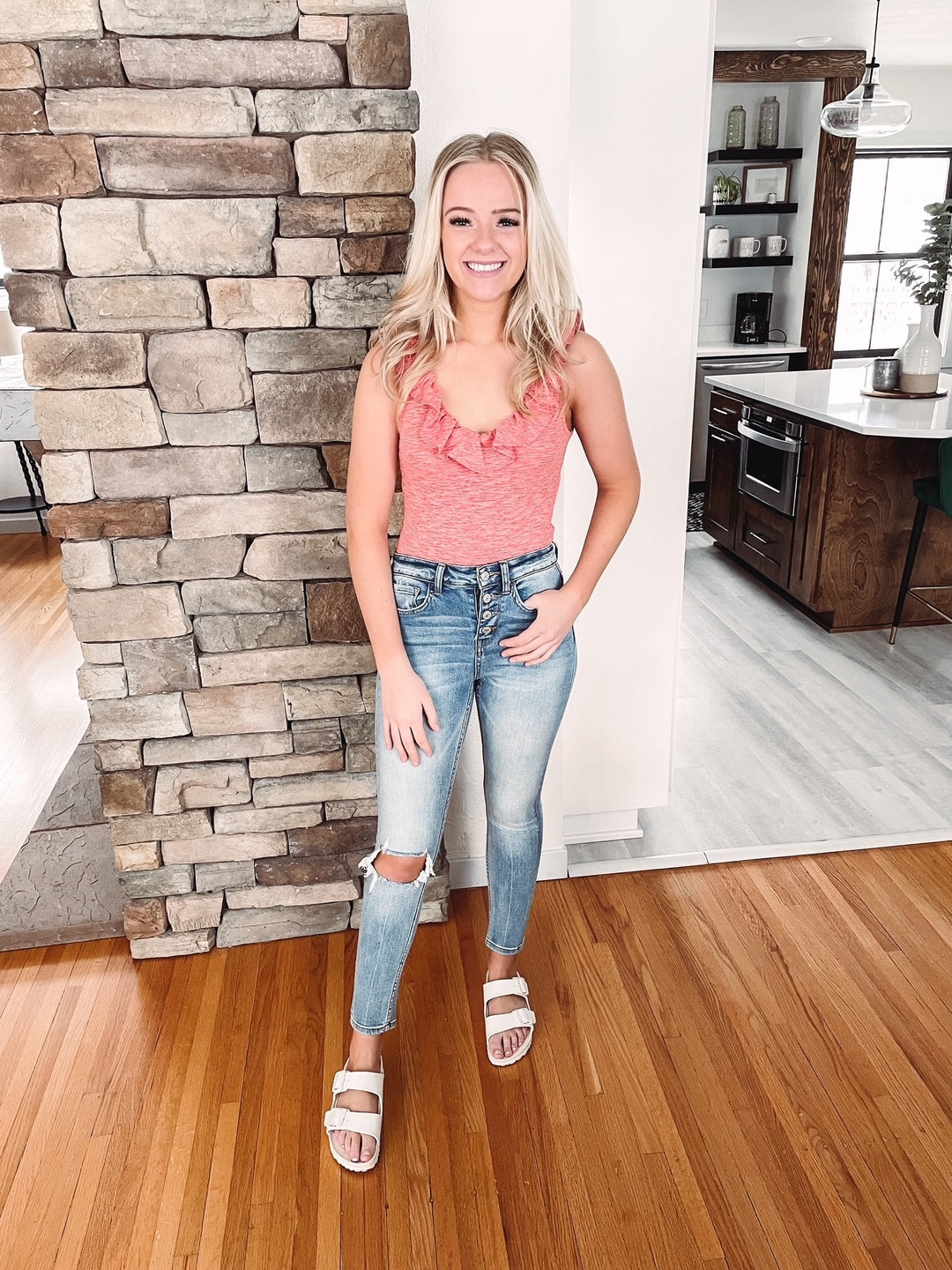 Haylie High Rise Button Up Skinnies