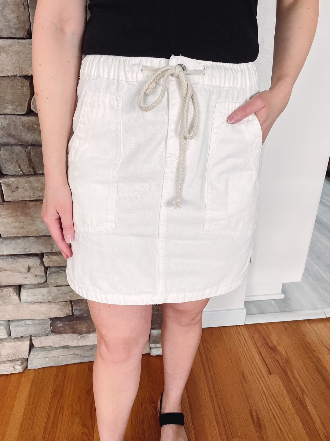 White Cory Denim Skirt