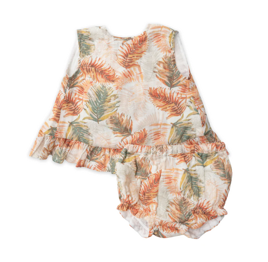 Palm Leaves Ruffle Top and Bloomer