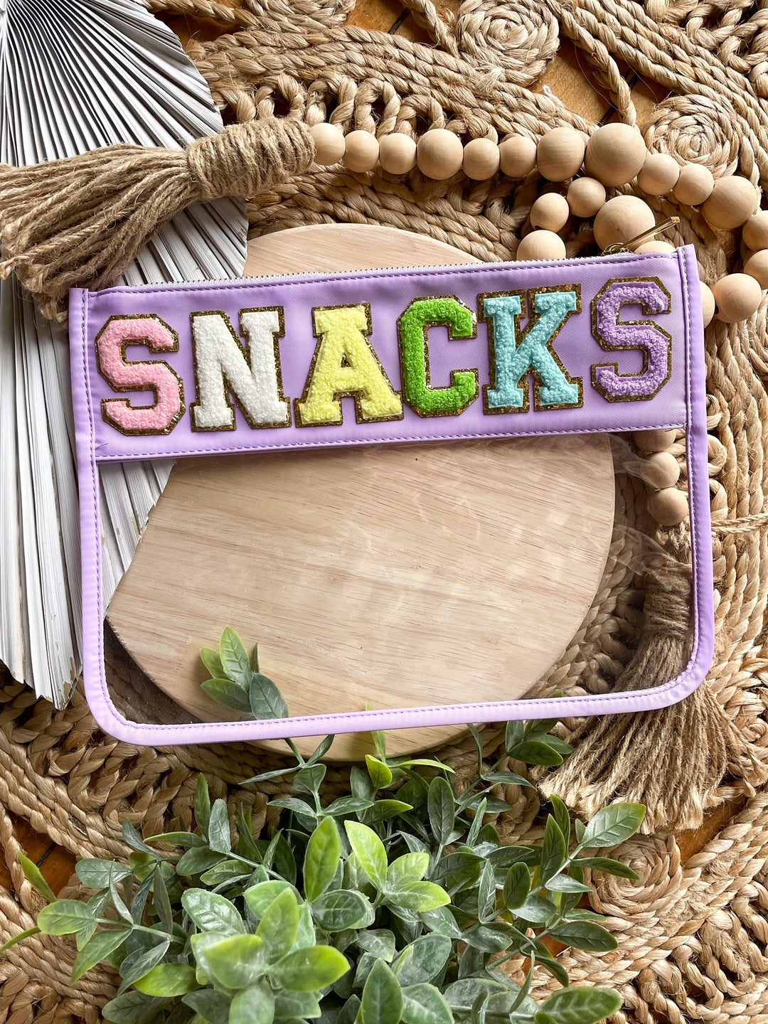 Snacks Chenille Clear Pouch