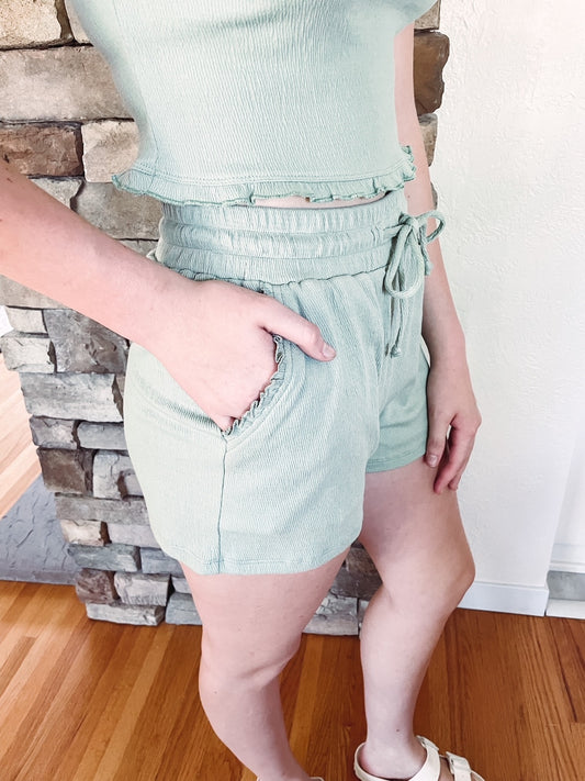 Sage Ruffle Tank