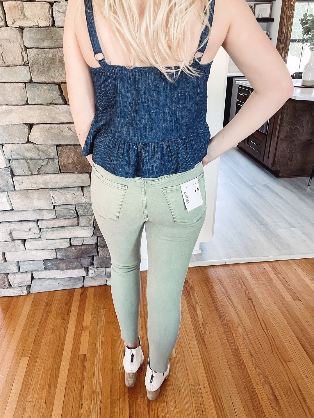Amber Sage Mid Rise Skinny Jeans
