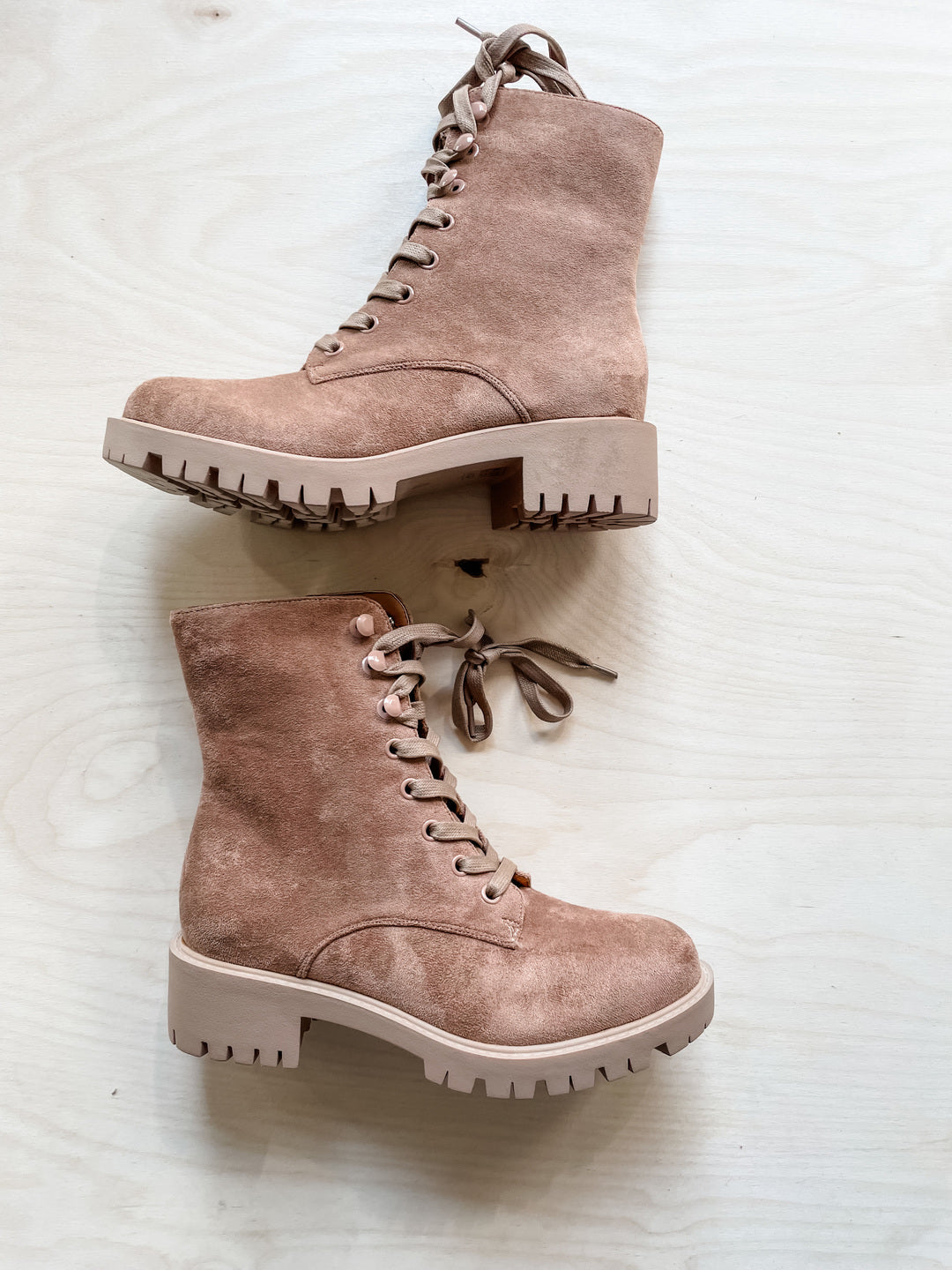 Zoey Lace Up Taupe Boots