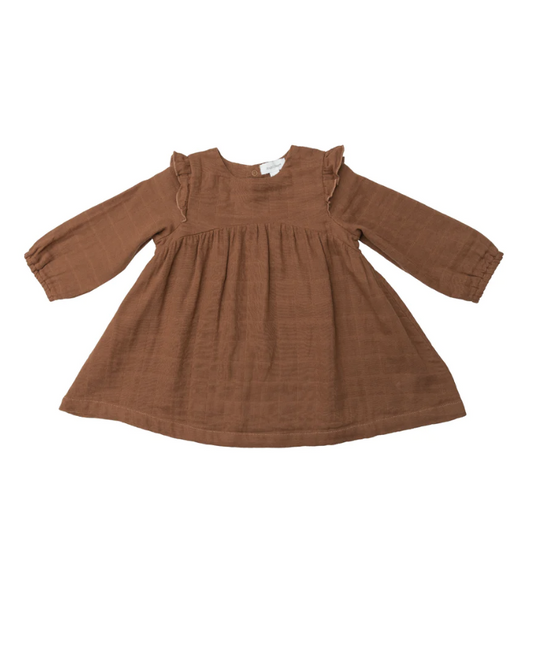 Caramel Cafe Ruffle Shoulder Dress