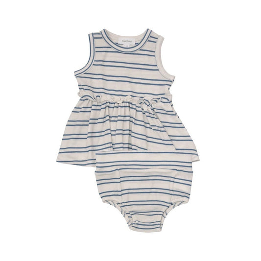 Blue Rib Stripe Tank Dress & Bloomer